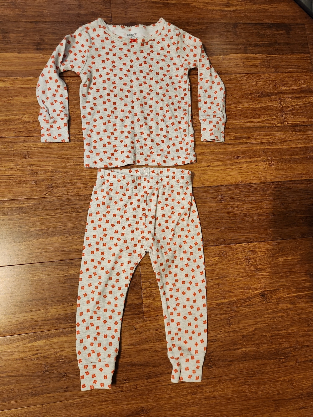 Carter's Baby Girl Red Flower Long Sleeve Sleep And Play Set Pajamas, 12 Months